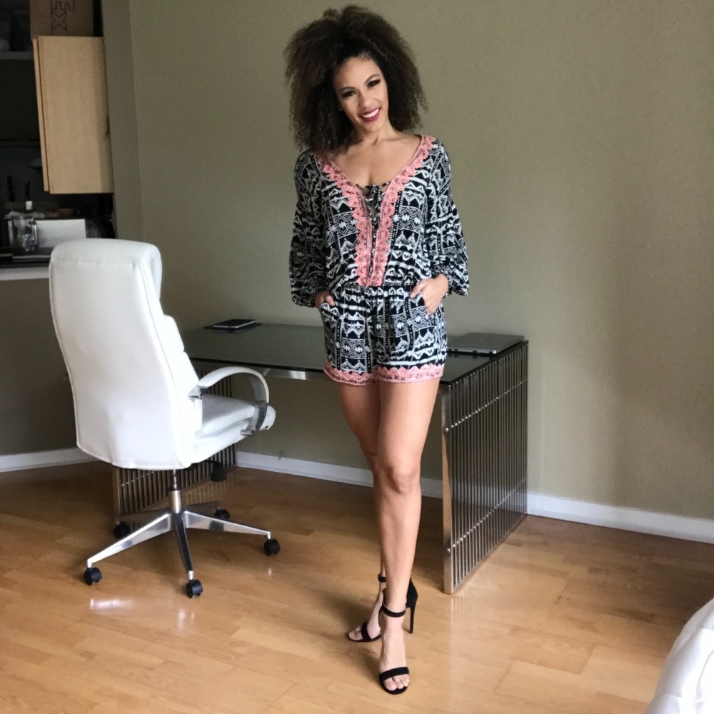 Deep V Romper with Pockets!